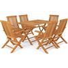 vidaXL AX Tavolo Pranzo 120x70x75cm 6 Sedie Picnic Teak Legno Cortile Giardino 3059604