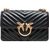 PINKO BORSA PINKO NERA MINI LOVE BAG ONE SIMPLY IN NAPPA TRAPUNTATA CON MOTIVO CHEVRON E FIBBIA LOGO ORO