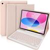 SOPPY Custodia con Tastiera Inglese per iPad, Tastiera Bluetooth per iPad 10a Generazione 10,9 pollici 2022 (A2696 / A2757 / A2777), Tastiera Wireless Rimovibile per iPad 10a Gene - Rosa