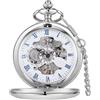 Tiong Orologio da Tasca Meccanico Vintage Steampunk con Cinturino a Catenina & Scatola Regalo, Migliori Regali, blu e bianco