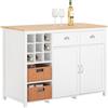 SoBuy Isola cucina con 2 cestelli in rattan Mobile da cucina Mobile credenza Tavolo da bar Buffet Bianco 120x56x90cm KNL05-W