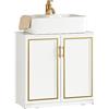 SoBuy Mobile sottolavabo Mobile bagno Mobiletto per lavandino bagno Bianco+Oro bordo 60x30x61cm BZR86-W