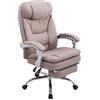 CLP Sedia Ufficio Troy Con Braccioli In Stoffa I Poltrona Relax Con Poggiapiedi Estraibile Carico Max 160 KG, Colore:tortora