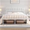 Yaheetech Struttura Letto Matrimoniale in Ferro Battuto a Doghe in Metallo 160 x 200 cm Testiera Semplice Bianco