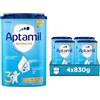 APTAMIL Nutribiotik 3 - Latte di Crescita in Polvere per Bambini dai 12 mesi - Confezione da 3320 grammi (4 confezioni da 830g)