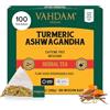 VAHDAM, Tisane Curcuma e Ashwagandha (100 Bustine) Senza Caffeina | Tè alle erbe | Sottovuoto | Infusi e Tisane 100% Puri dal Gusto Dolce e Aromatico