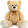 MorisMos Orso Peluche Gigante Marrone Chiaro 130cm XXL Giganti Orsacchiotto Morbido Grande Orsetto di Peluche Kawaii Coccoloso Peloso Idee Regalo San Valentino per Lei Fidanzata Bambini Compleanno