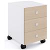 Lineabeta Base 3 cassetti con ruote Runner in bianco / rovere naturale