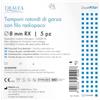 DEALFA Tamponi Rotondi di Garza Idrofila Sterili con Filo Radiopaco - Diametro Ø 8 mm - 100% Puro Cotone - Monouso - Doppia Busta Singola da 5 Pezzi. Confezione da 10 Buste
