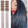 CWAWF Set di 12 mollette per capelli, 20,5 pollici, lustrini, resistenti al calore, extension per capelli di fata con clip, ciocche scintillanti, accessori per capelli da festa per donne e ragazze (sette