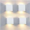 KICAAO 4 Pezzi Applique, Bianco,12W Luce Caldo 3000k | Moderno da Parete LED Lampada da Parete Esterno/Interno Lampada Muro IP65 Impermeabile Quadrata Alluminio Lampada da Parete
