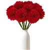 Wekuw Fiori di Ortensia Artificiale, 12 Pezzi di Fiori di Palla di crisantemo di Seta, Bouquet Di Ortensia Finte, Ortensie Artificiali con steli, per Bouquet di Nozze, Casa, Giardino, Ufficio (Rosso)