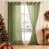 DWCN Tende per Interni in Voile con Fermatenda Tende Soggiorno per Finestre con Occhielli Morbidi Finestre 2 Pannelli, 140x240 CM, Verde Oliva