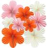 Surflyee Set di Ventagli di Carta da Appendere, 9 Pezzi Decorazione di Fiori Per Compleanni, Matrimoni, Bambino, Battesimo - Beige, Rosa Chiaro, Arancione