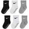 Nike Toddler Girl's 3-Pairs Core Swoosh Black Grippy Socks Sz: 3-4.5 Fits 3C-7C