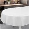 ANRO Tovaglia cerata, lavabile, da giardino, per interni ed esterni, ovale, 160 x 140 cm, con bordo tagliato, colore bianco