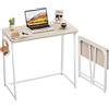 WOHOMO Scrivania pieghevole, piccola scrivania pieghevole da 80 cm per piccoli spazi, scrivania salvaspazio per computer, postazione di lavoro per casa e ufficio, facile da montare, beige