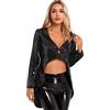 CHICTRY Blazer Donna Elegante Costume da Circo Giacca Lunga Velluto Capotto Frac con Paillette Costume da Festa di Halloween Carnevale Cospaly Nero S