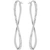 DEL PIA SRL Orecchini Allungati in Oro 18Kt e Argento Sterling 925 con Cristalli (Large, White)