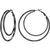 Suplight Orecchini Donna Cerchio Grandi 60mm Orecchini a Cerchio Doppio in Acciaio Inossidabile Placcato Nero Regalo per Donna