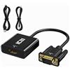 ICZI Adattatore HDMI Femmina a VGA Maschio, Convertitore da HDMI a VGA con Audio per Chiavetta TV, TV box, TV Stick, 360 -Nero