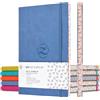 ZenART Supplies ZenART Quaderno Puntinato In Ecopelle per Appunti, 17,8 x 25,4 cm (B5), 120 GSM, Colori Vivaci, Bordo con Motivo Giapponese - Apertura a 180° con Griglia Punteggiata Per Personalizzare La Tua Agenda