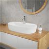 ML DESIGN modern living ML-Design Lavabo d' Appoggio in Ceramica Bianco Lucido Ovale 600 x 400 x 120 mm Lavandino Design Moderno Minimalista Lavello Lavamani Sanitari Arredo per Bagno Toilette WC Ospiti Resistente