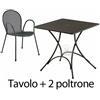 Set da Esterno Tavolo Pigalle 76x76cm più 2 Poltrone Ronda Ferro Antico Emu