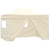 vidaXL Tenda Pieghevole Pop-Up 4 Pareti Laterali 3x4,5 m Crema Tendone Gazebo vidaXL