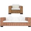 vidaXL 2x Divani con Cuscini in Rattan Naturale Sofa Decoro Arredo Salotto vidaXL