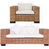 vidaXL 2x Divani con Cuscini in Rattan Naturale Sofa Decoro Arredo Salotto vidaXL