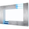 Vladon Set da soggiorno Mirage, Parete attrezzata con 2 ante, 2 ante a ribalta e 6 ripiani a giorno in vetro, bianco opaco/ossido di grigio cemento, illuminazione a LED inclusa (262 x 183 x 39 cm)