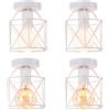 iDEGU Set di 4 lampadari da soffitto industriale E27 lampada da soffitto in ferro vintage, lampada a sospensione a gabbia, diametro 15 cm, illuminazione da soffitto per soggiorno, camera da letto,