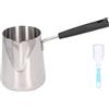 Leopacat Pentolino Latte Induzione, Pentola Scaldalatte In Acciaio Inossidabile con Beccuccio Barattolo Mini Pentola Burro Caffettiera Turca Pentole Piccole Pentola Latte Piano Cottura 600ML