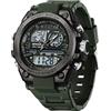 KXAITO Orologi da uomo Sport Outdoor Impermeabile Orologio Militare Data Multi Funzione Tattiche LED Allarme Cronometro, 6024_Verde, Large