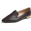 Feversole Fversole Women's Loafer Flat Pointed,Mocassino da Donna a Punta Piatta alla Moda Slip On Comode Scarpe da Ufficio per la Guida Pelle vegana a Grana Marrone 40 EU
