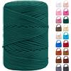 LEREATI Cordino per Borse Uncinetto, Corda Macrame 3mm x 170m Corda in Poliestere Filo Macrame, Macramè Filo Cordoncino per Borse a Uncinetto, Fai Da Te, Regalo per Maglieria (Verde Scuro Chiaro)