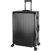 Travelhouse Valigia da viaggio in alluminio, con manico telescopico, TSA, 4 ruote, Nero , Großer Koffer XL, valigetta
