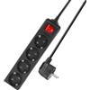 ACT Ciabatta elettrica con interruttore illuminato, 4 prese, cavo da 2 m, colore nero AC2440