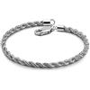 Dankadi - Braccialetto a Corda Fino 3MM in Argento 925, Catenina Jonc Sottile 16CM-23CM (6.3-9) Intrecciata a Maglia Avvolgente Placcata Oro, Design Italiano, Gioielli per Regalo, Festa