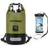 ECHTPower Dry Bag 5 l, 10 l, 20 l, impermeabile, con tracolla regolabile, striscia riflettente, sacchetto impermeabile per nuoto, barca, canoa, stand up paddling, verde, 5 L, Zaino