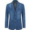 YOUTHUP Blazer per Uomo Giacca da Abito Slim Fit Formale Giacca di Jeans Casual, Blu scuro, XXL