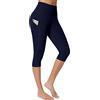 UMIPUBO Leggins Sportivi Donna 3/4 Fitness Leggings Push up Vita Alt Anticellulite Pantaloni Elastici Yoga Pants Controllo Pancia per Palestra, Allenamento, Corsa, Pilates (Blu Navy, L)