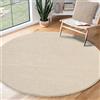 The Carpet, Relax - Tappeto moderno a pelo corto, con fondo antiscivolo, lavabile fino a 30°, super morbido, effetto pelliccia, 200 x 200 cm, colore: beige, rotondo