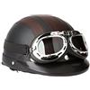 Shkalacar Casco Moto Vintage Scooter Chopper Casco Moto con Visiera Aperta e Occhiali Protezione UV