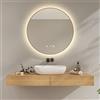EMKE Specchio bagno tondo con luce, diametro 80cm, luce neutra, specchio bagno con cornice oro spazzolato, specchio bagno con interruttore touch, antiappannamento, orologio, temperatura, dimmerabile