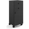 Lineabeta Base 2 cassetti e 1 anta con ruote Runner in acciaio nero