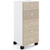 Lineabeta Base 5 cassetti con ruote Runner in bianco / rovere naturale