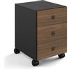 Lineabeta Base 3 cassetti con ruote Runner in nero / rovere castano