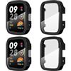 Diruite 4 Pezzi Cover per Xiaomi Redmi Watch 3 Active/3 Lite Custodia con Vetro Temperato Pellicola Protettiva,HD Vetro Temperato+PC Custodia per Xiaomi Redmi Watch 3 Active/3 Lite Protezione